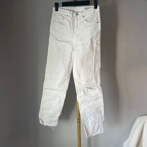 Blank NYC Women's White Straight Leg Jeans Raw Hem